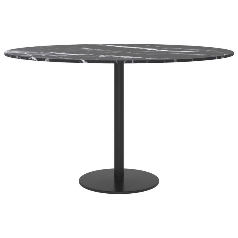 Table Top Black Ã˜ 27.6"x0.3" Tempered Glass with Marble Design