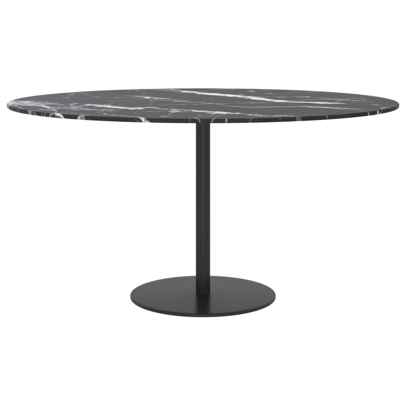 Table Top Black Ã˜ 31.5"x0.4" Tempered Glass with Marble Design