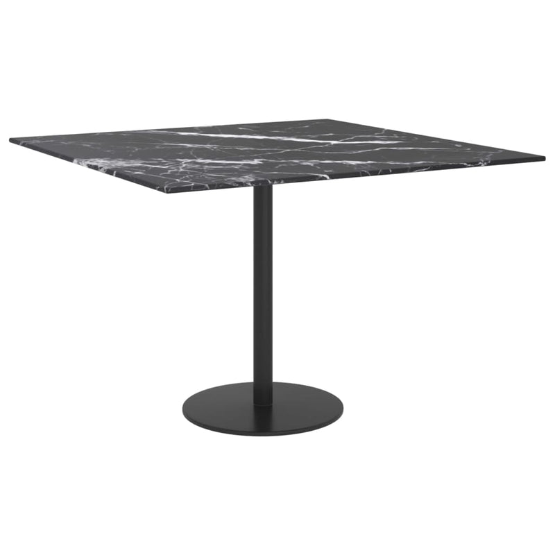 Table Top Black 23.6"x23.6" 0.2" Tempered Glass with Marble Design