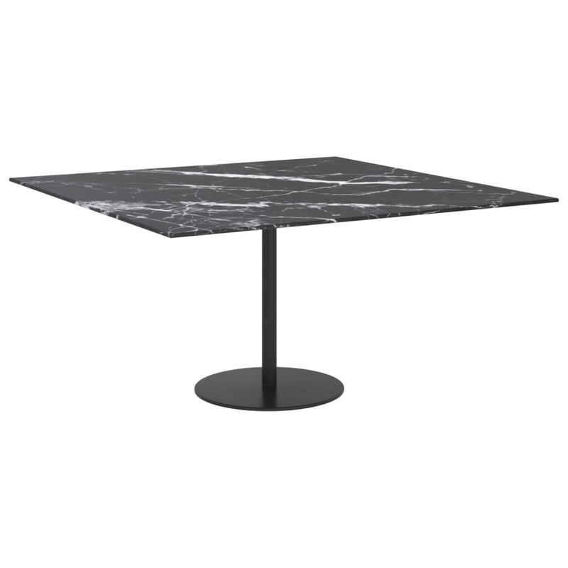Table Top Black 31.5"x31.5" 0.2" Tempered Glass with Marble Design