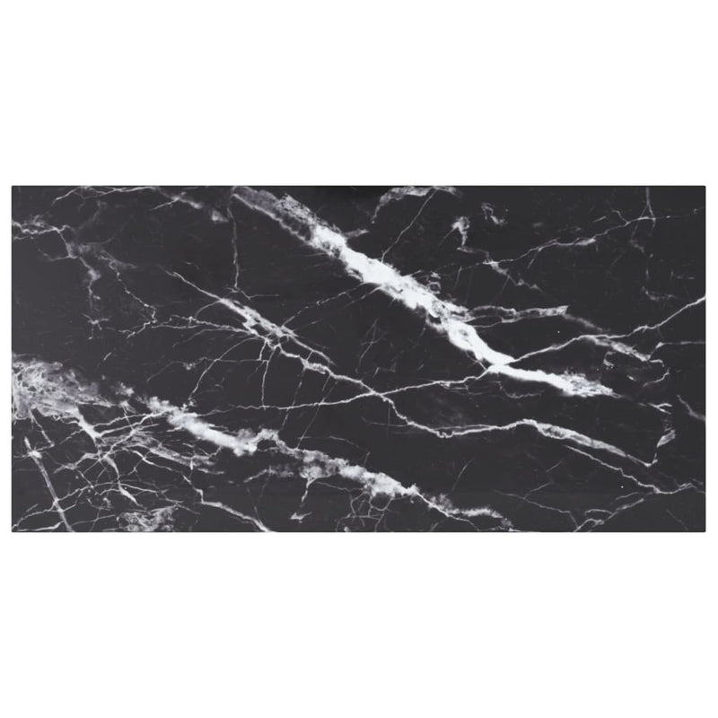 Table Top Black 39.4"x19.7" 0.2" Tempered Glass with Marble Design