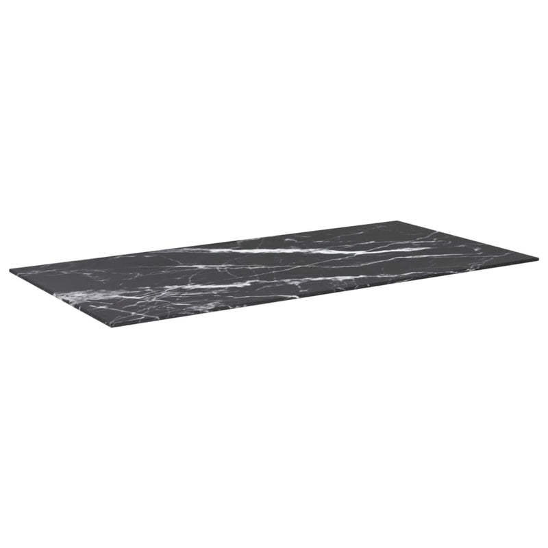 Table Top Black 39.4"x19.7" 0.2" Tempered Glass with Marble Design