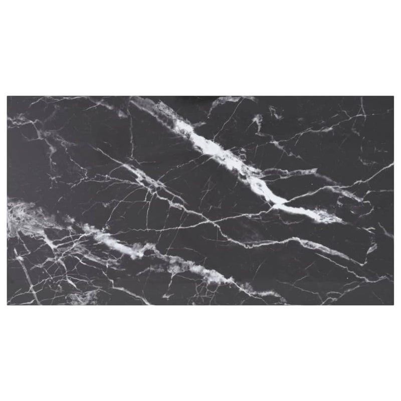Table Top Black 47.2"x25.6" 0.3" Tempered Glass with Marble Design