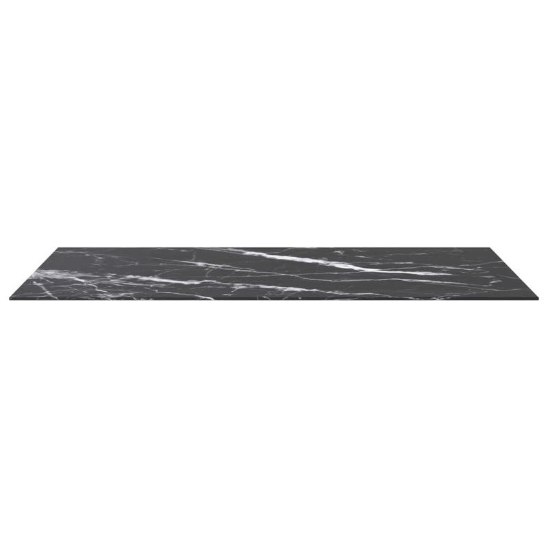 Table Top Black 47.2"x25.6" 0.3" Tempered Glass with Marble Design