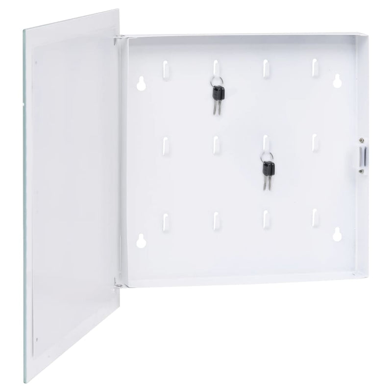 Key Box with Magnetic Board White 13.8"x13.8"x2.2"