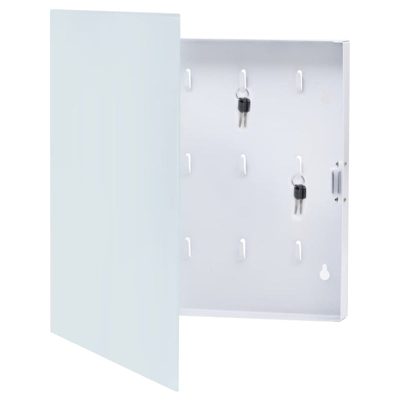 Key Box with Magnetic Board White 13.8"x13.8"x2.2"