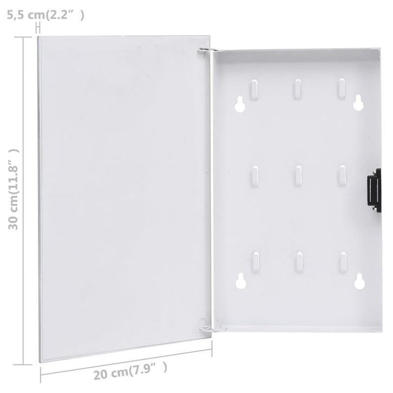 Key Box with Magnetic Board White 11.8"x7.9"x2.2"