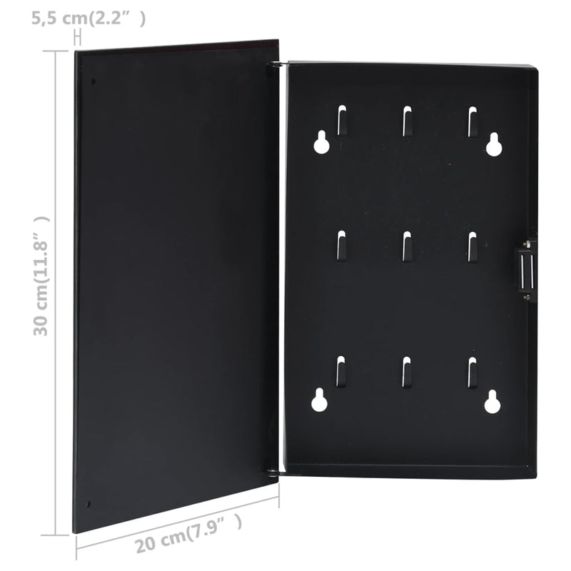 Key Box with Magnetic Board Black 11.8"x7.9"x2.2"