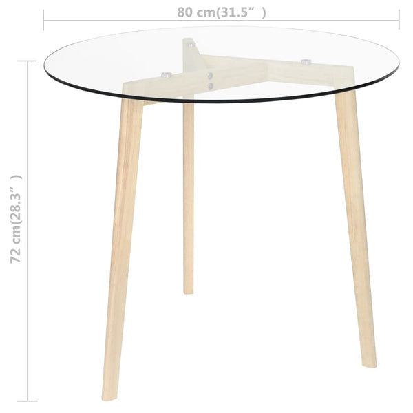 Dining Table Transparent 31.5" Tempered Glass