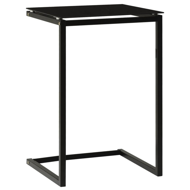 Side Table Black 15.7"x15.7"x23.6" Tempered Glass