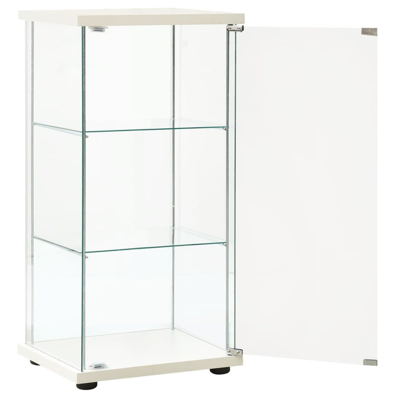 Storage Cabinet Tempered Glass White