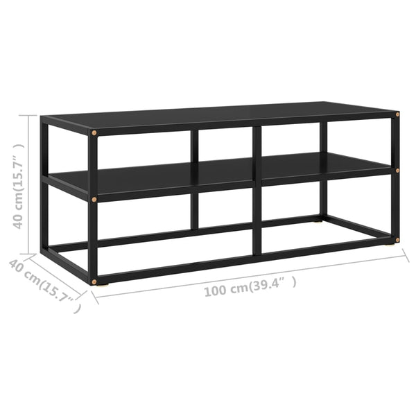 TV Cabinet Black with Black Glass 39.4"x15.7"x15.7"