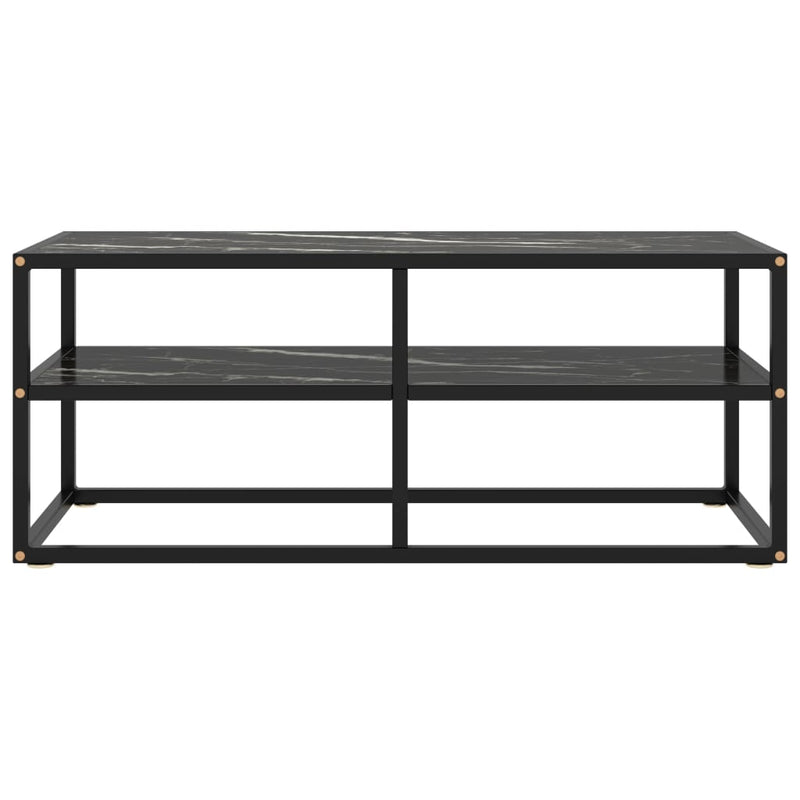 TV Cabinet Black with Black Marble Glass 39.4"x15.7"x15.7"