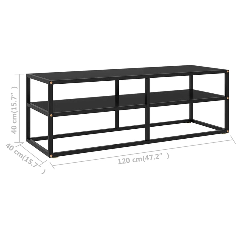 TV Cabinet Black with Black Glass 47.2"x15.7"x15.7"