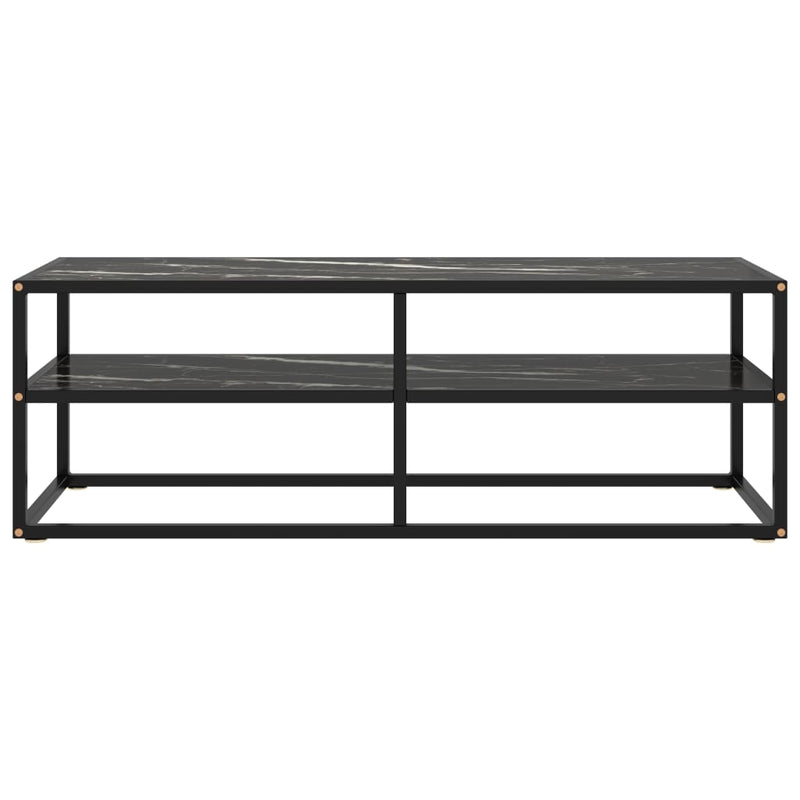TV Cabinet Black with Black Marble Glass 47.2"x15.7"x15.7"
