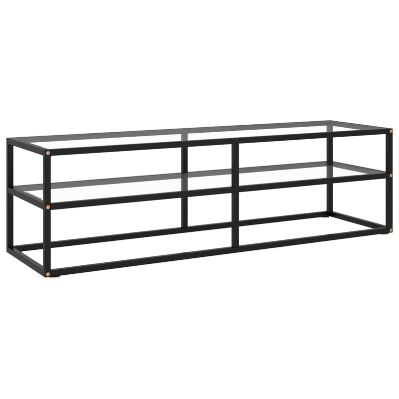 TV Cabinet Black with Tempered Glass 55.1"x15.7"x15.7"