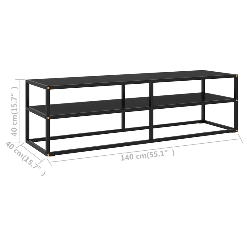 TV Cabinet Black with Black Glass 55.1"x15.7"x15.7"