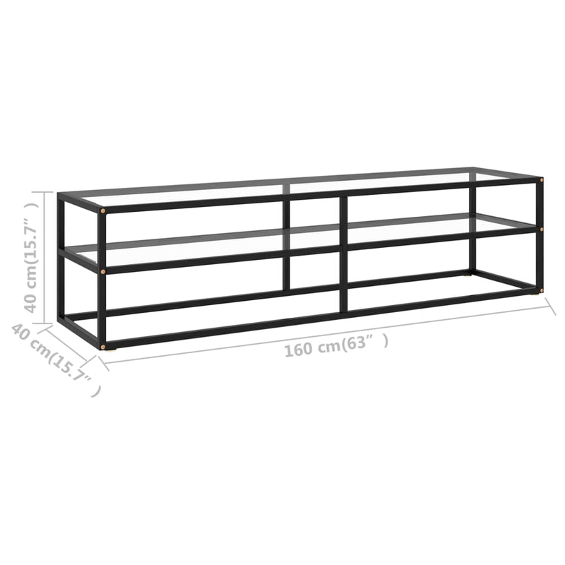 TV Cabinet Black with Tempered Glass 63"x15.7"x15.7"