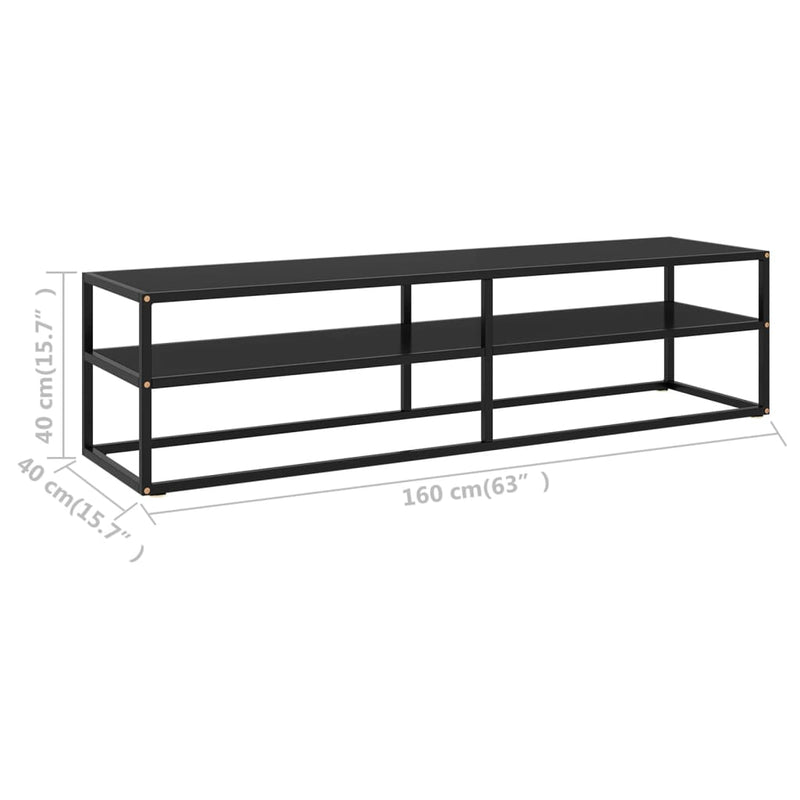 TV Cabinet Black with Black Glass 63"x15.7"x15.7"