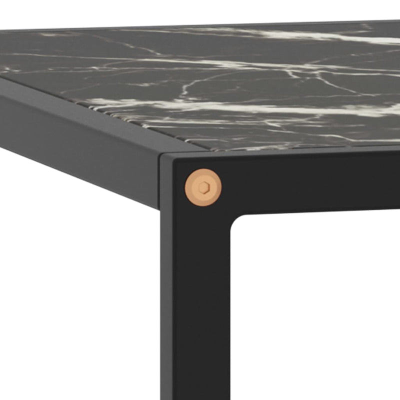 Coffee Table Black with Black Marble Glass 31.5"x31.5"x13.8"