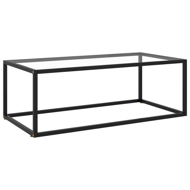 Coffee Table Black with Tempered Glass 39.4"x19.7"x13.8"