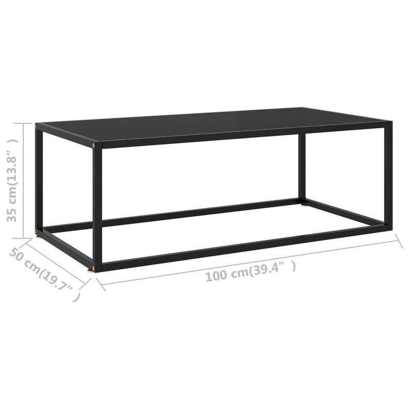 Coffee Table Black with Black Glass 39.4"x19.7"x13.8"