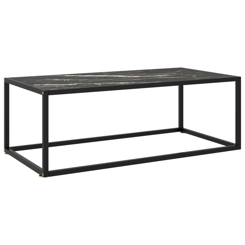 Coffee Table Black with Black Marble Glass 39.4"x19.7"x13.8"