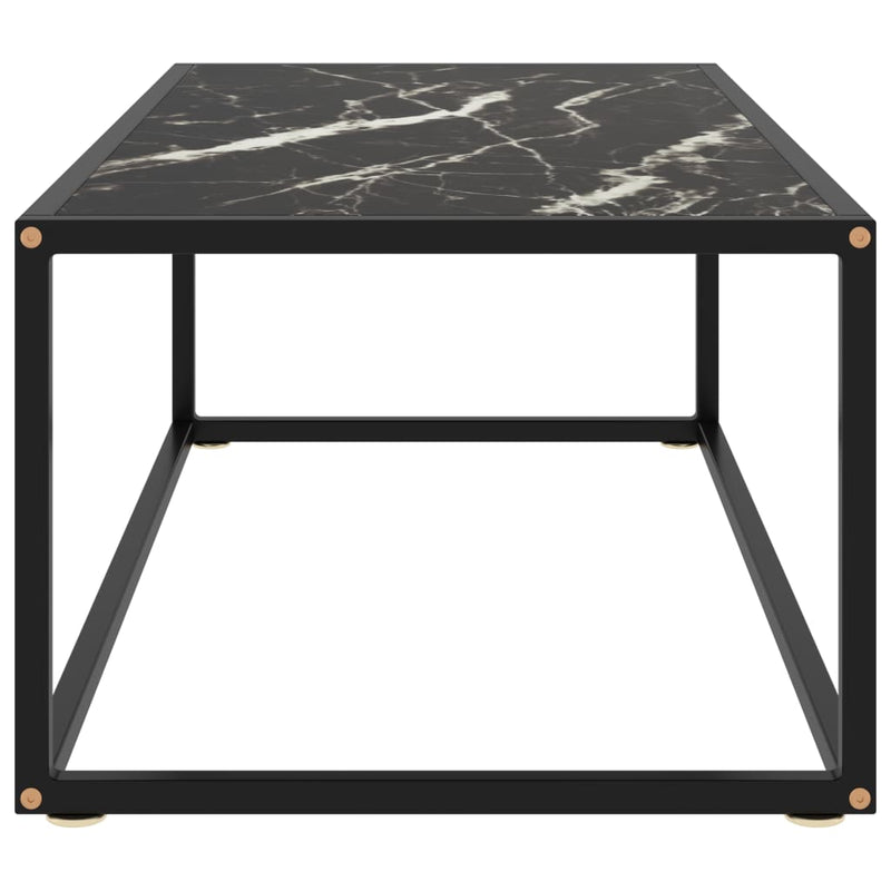 Coffee Table Black with Black Marble Glass 39.4"x19.7"x13.8"