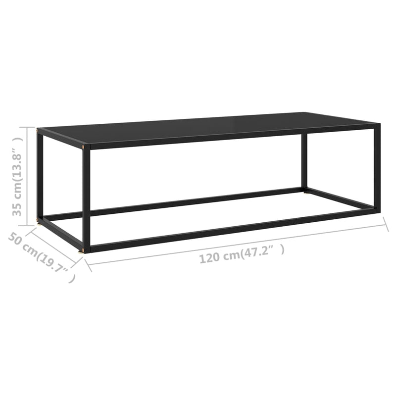 Coffee Table Black with Black Glass 47.2"x19.7"x13.8"