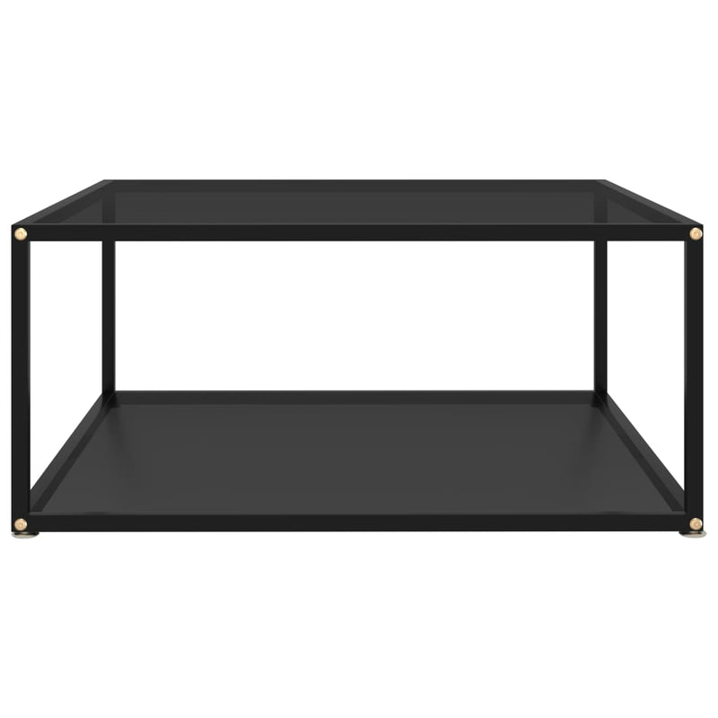 Coffee Table Black 31.5"x31.5"x13.8" Tempered Glass
