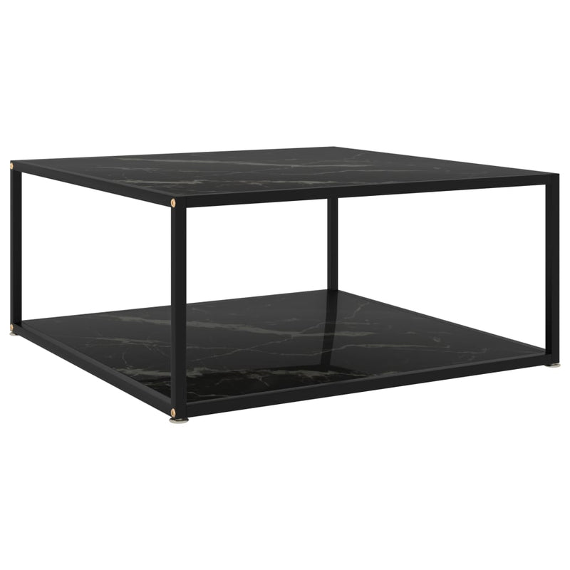 Coffee Table Black 31.5"x31.5"x13.8" Tempered Glass