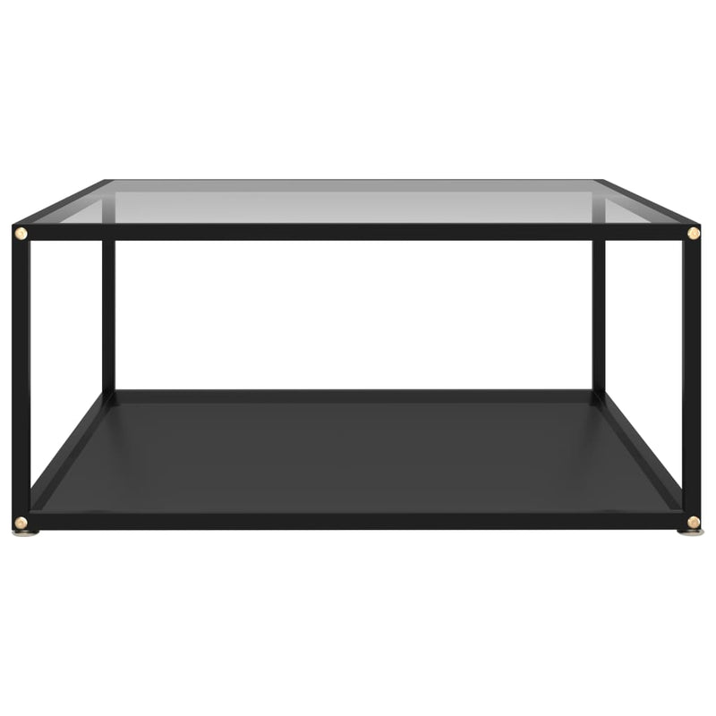 Coffee Table Transparent and Black 31.5"x31.5"x13.8" Tempered Glass