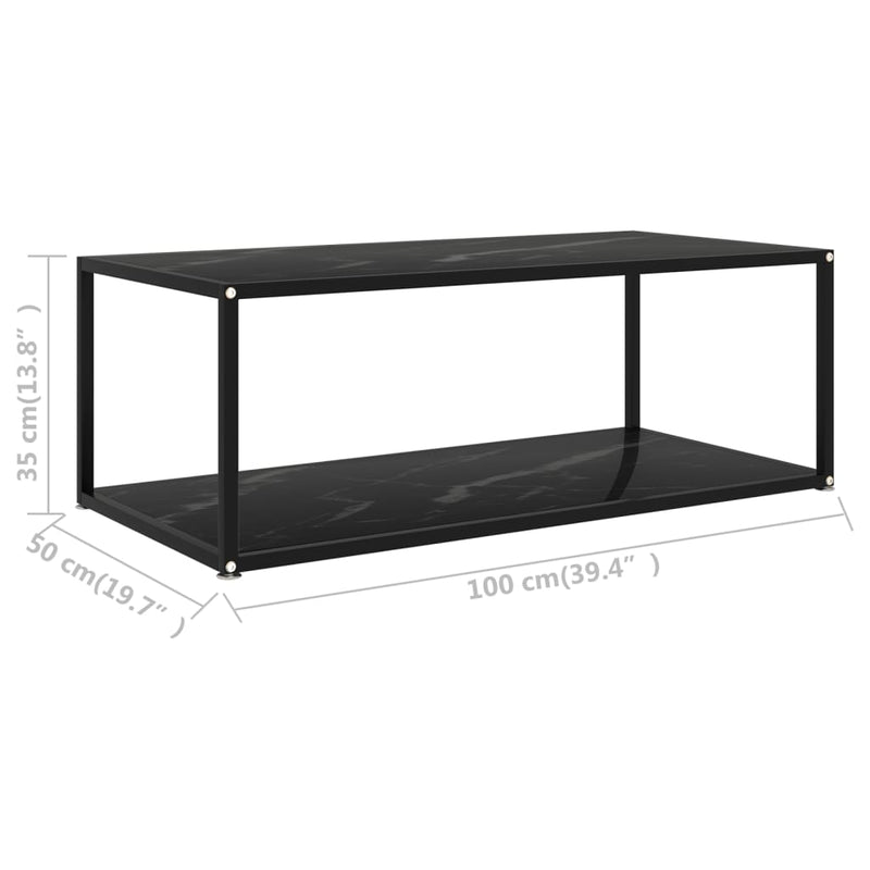 Coffee Table Black 39.4"x19.7"x13.8" Tempered Glass