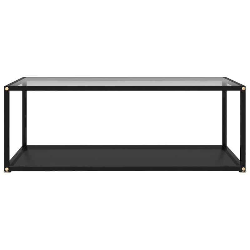 Coffee Table Transparent and Black 39.4"x19.7"x13.8" Tempered Glass
