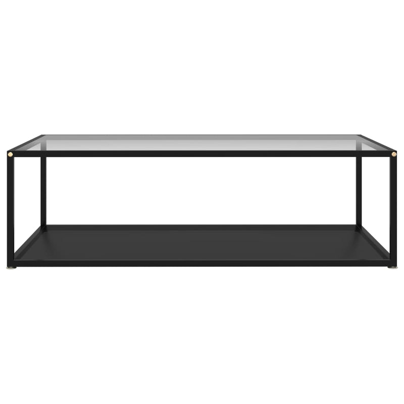 Coffee Table Transparent and Black 47.2"x23.6"x13.8" Tempered Glass