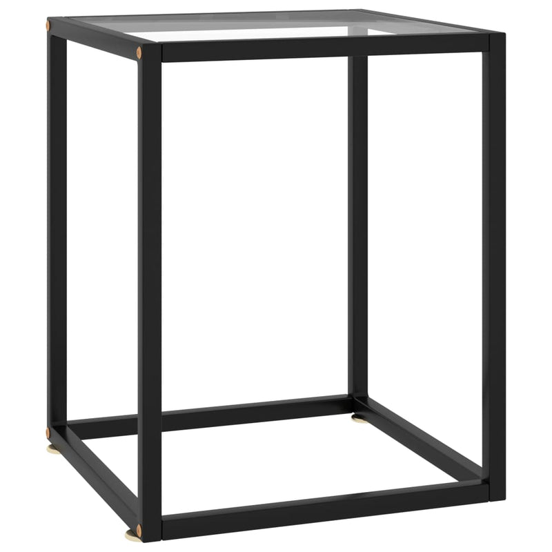 Coffee Table Black with Tempered Glass 15.7"x15.7"x19.7"