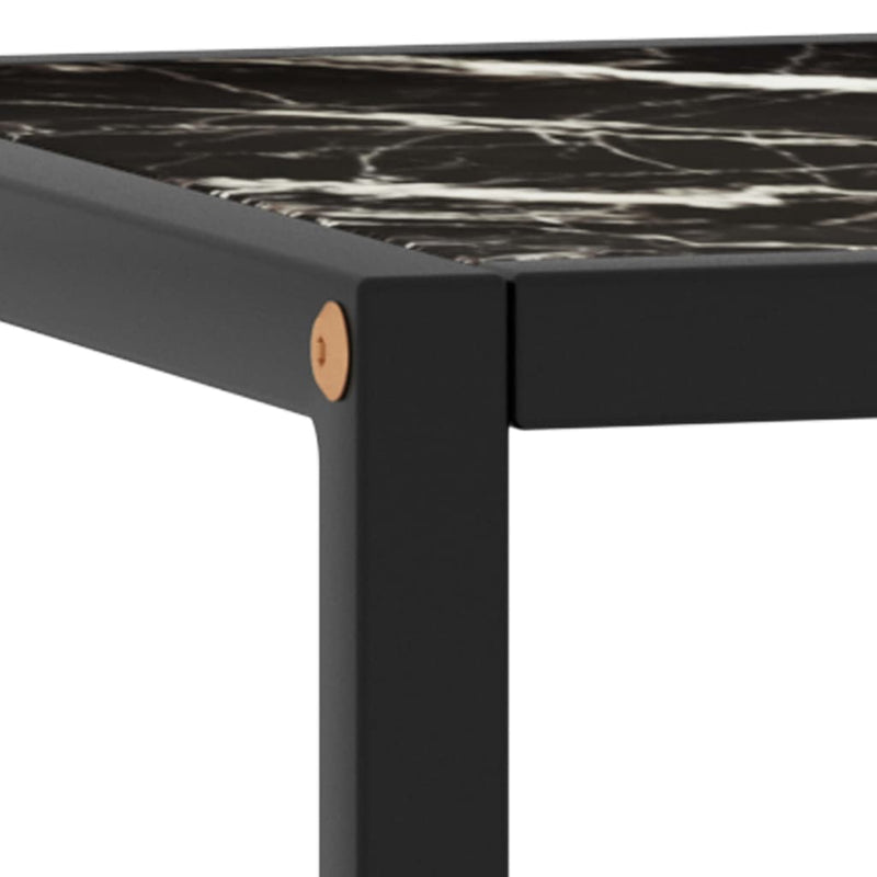 Coffee Table Black with Black Marble Glass 15.7"x15.7"x19.7"