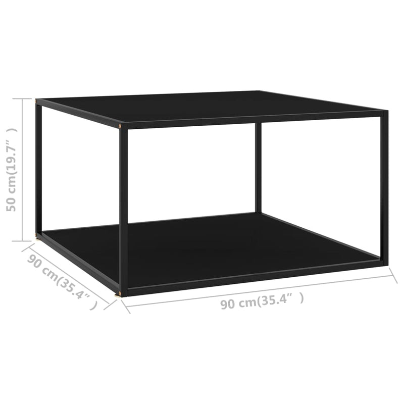 Coffee Table Black with Black Glass 35.4"x35.4"x19.7"