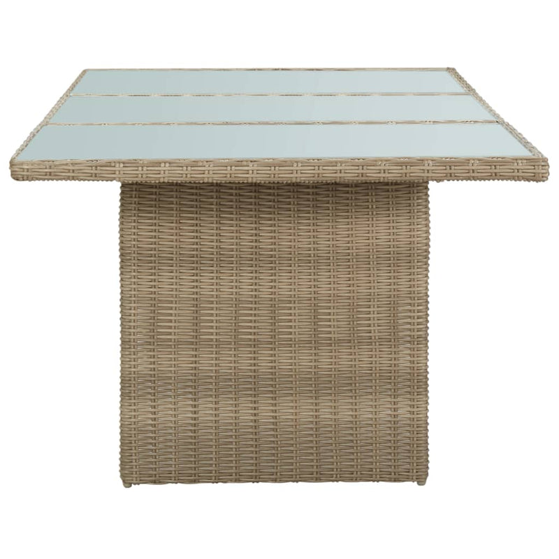 Patio Dining Table Brown 78.7"x39.4"x29.1" Glass and Poly Rattan