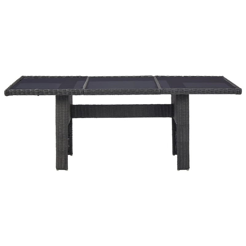 Patio Dining Table Black 78.7"x39.4"x29.1" Glass and Poly Rattan