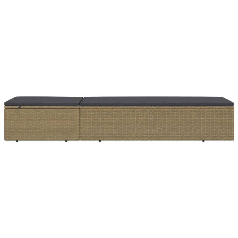Sunlounger Poly Rattan Brown and Dark Gray