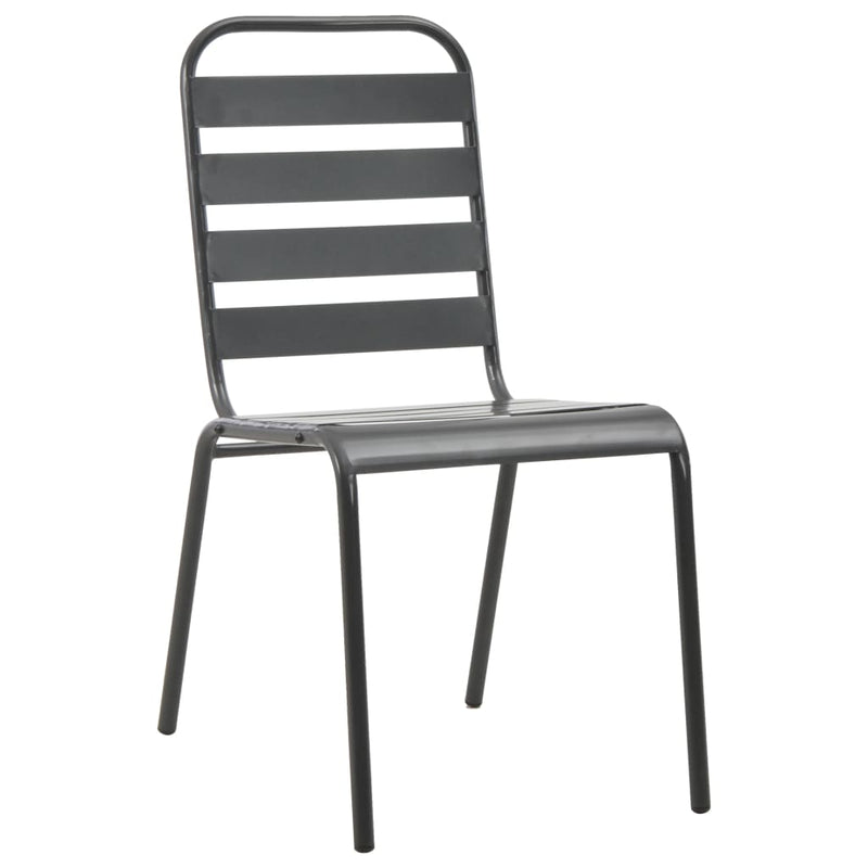 Patio Chairs 4 pcs Slatted Design Steel Dark Gray