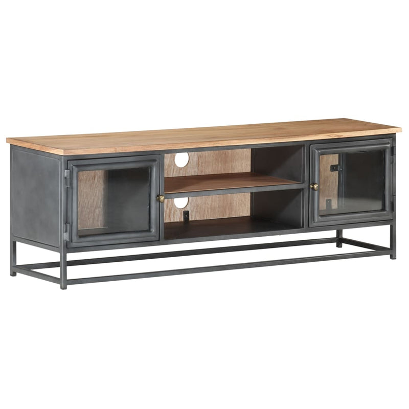 TV Cabinet Gray 47.2"x11.8"x15.7" Solid Acacia Wood and Steel