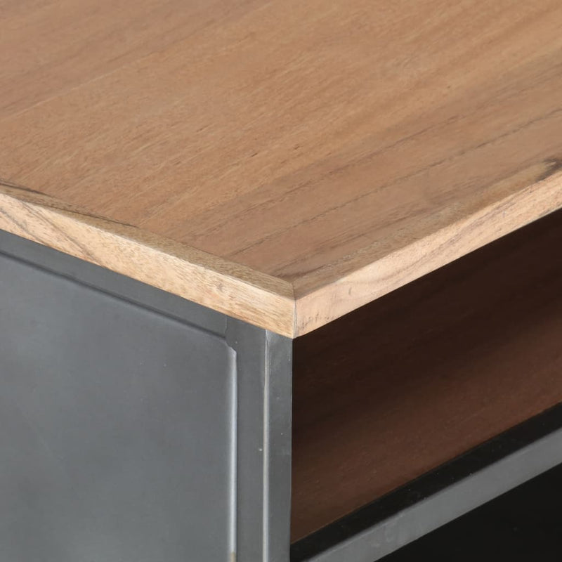 Coffee Table Gray 35.4"x19.7"x13.8" Solid Acacia Wood