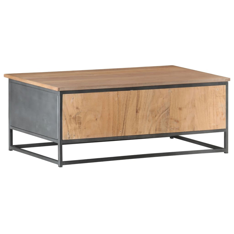 Coffee Table Gray 35.4"x19.7"x13.8" Solid Acacia Wood