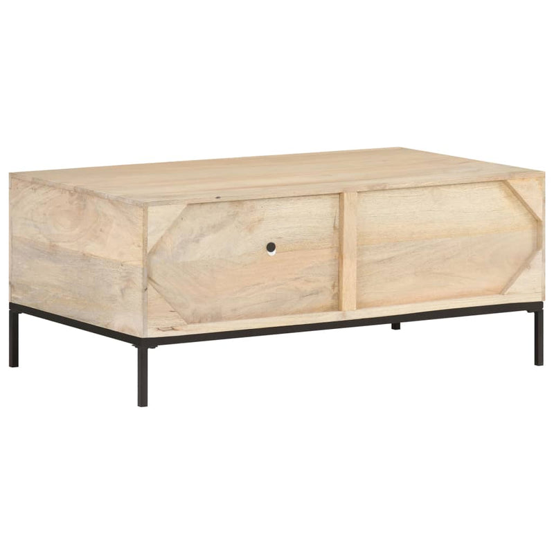 Coffee Table 35.4"x19.7"x14.6" Solid Mango Wood and Natural Cane