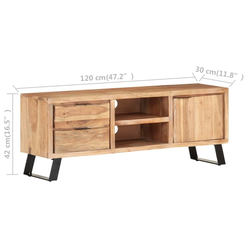 TV Cabinet 47.2"x11.8"x16.5" Solid Acacia Wood with Live Edges
