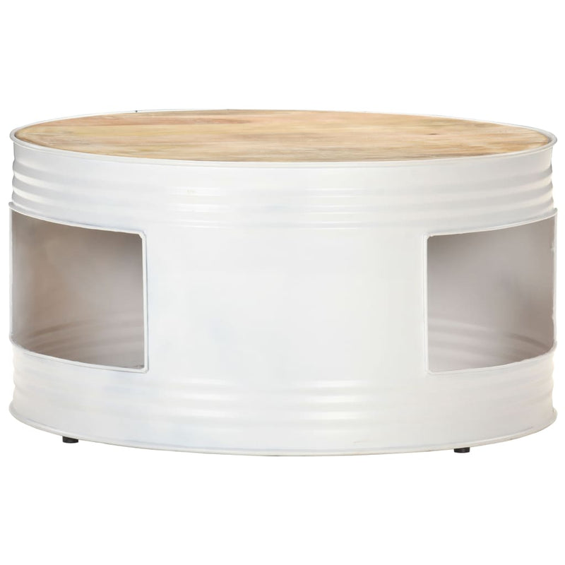 Coffee Table White  26.8"x26.8"x14.2" Solid Mango Wood