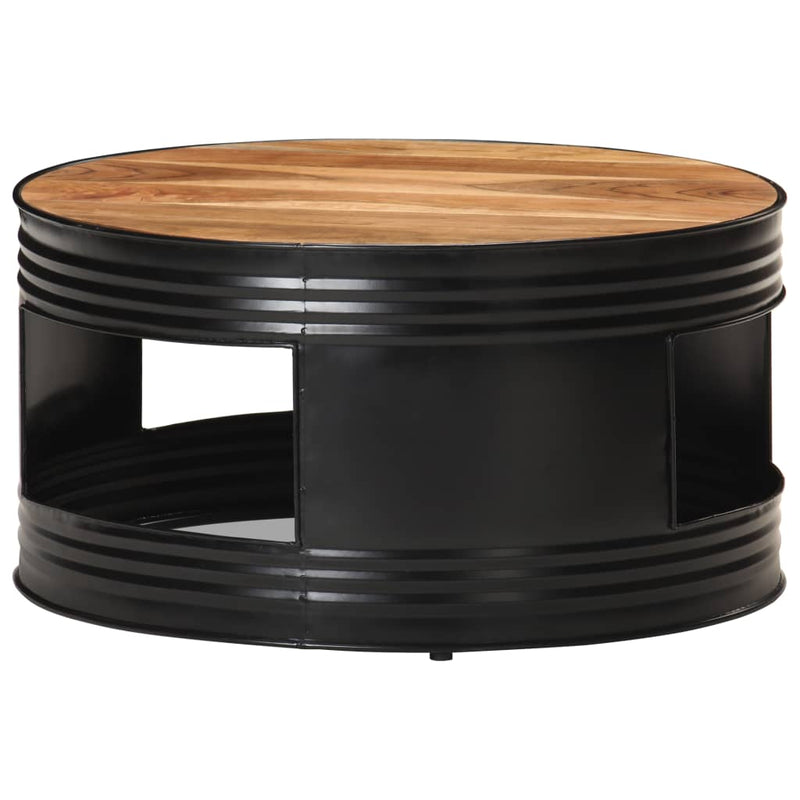 Coffee Table Black  26.8"x26.8"x14.2" Solid Acacia Wood