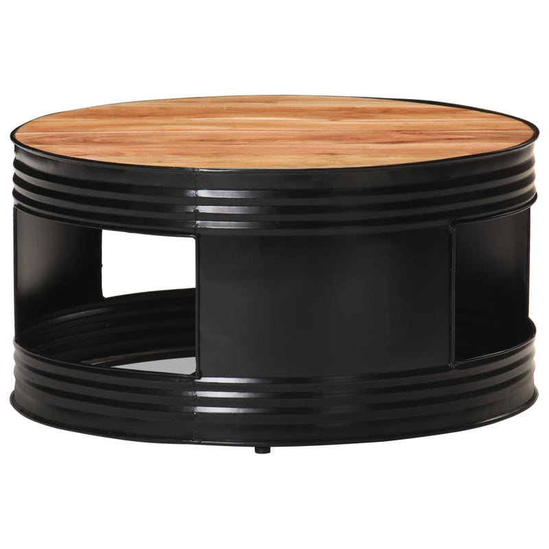 Coffee Table Black  26.8"x26.8"x14.2" Solid Acacia Wood